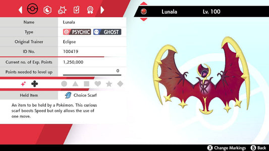 Pokemon Sword and Shield Lunala 6IV-EV Trained