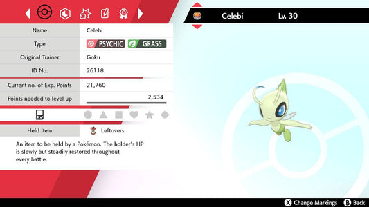 Celebi • Competitive • 6IVs • Level 100 • Online Battle-Ready