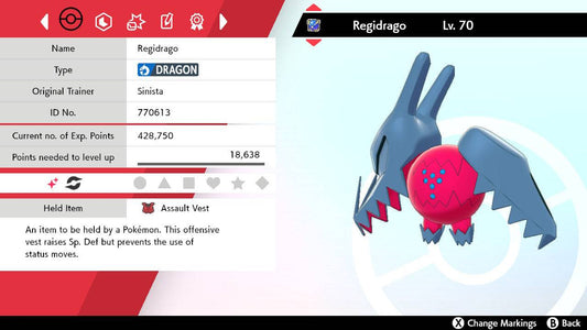 Pokemon Sword and Shield Regigigas 6IV-EV Trained