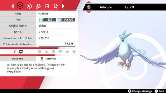 Pokemon Sword and Shield Galarian Articuno 6IV-EV Trained