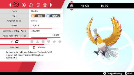 Pokemon Sword and Shield Ultra Shiny Ho-Oh 6IV-EV Trained