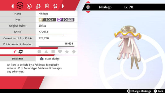 Pokemon Sword and Shield Shiny Nihilego 6IV-EV Trained