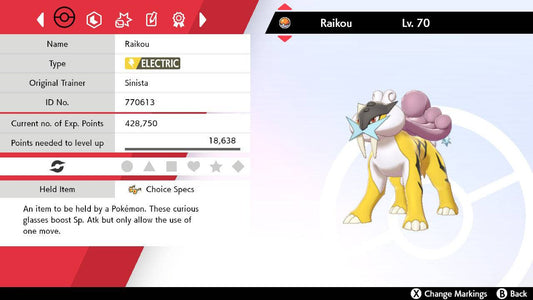 Pokemon Brilliant Diamond and Shining Pearl Raikou 6IV-EV Trained