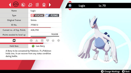 Ultra Shiny 6IV LUGIA / Pokemon Sword and Shield / Johto 