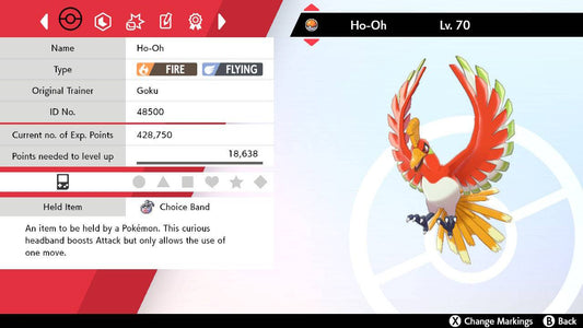 Pokemon Sword and Shield Shiny Ho-Oh 6IV-EV Trained