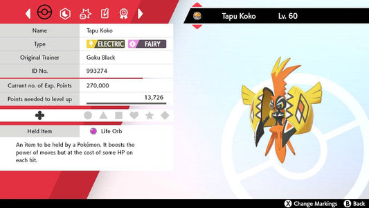 Pokemon Sword and Shield Tapu Koko 6IV-EV Trained – Pokemon4Ever