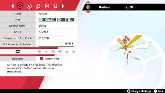 SHINY KARTANA ✨ BATTLE READY / UNTOUCHED ⚡ 6IV + EV ⚡ Pokemon