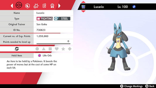 Pokemon Sword and Shield Ultra Shiny Lucario 6IV Competitively Trained –  Pokemon4Ever