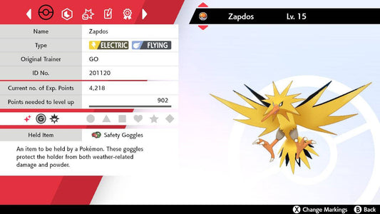 Pokemon Sword and Shield Galarian Zapdos 6IV-EV Competitively Trained –  Pokemon4Ever