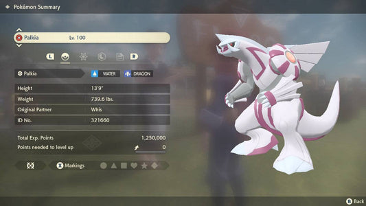 Pokemon Legends Arceus Shiny Palkia Max Effort Levels 6IV-EV Trained