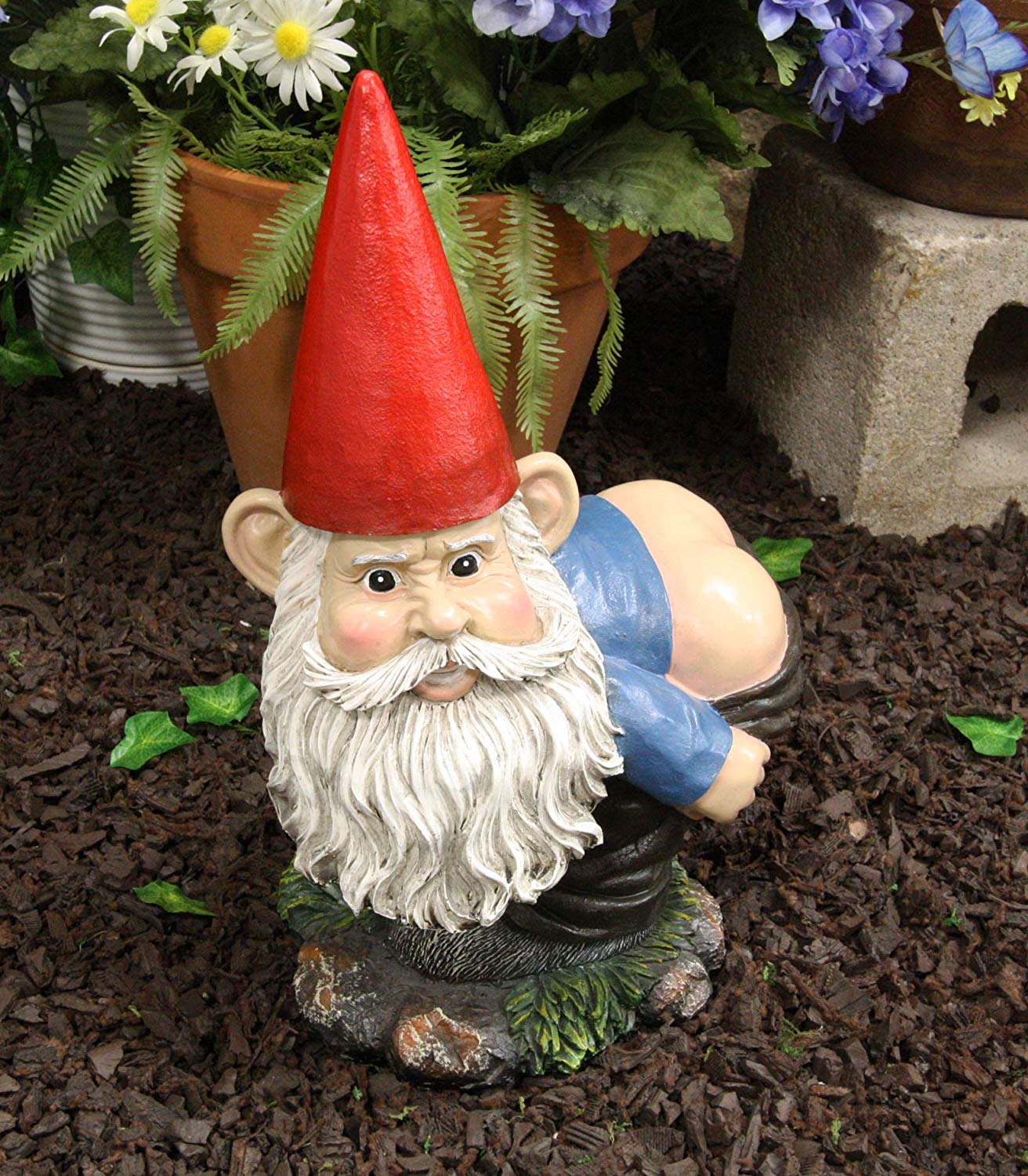 13 5 H Large Naughty Fun Prank Bare Butts Mooning Grumpy Garden Gnome Ebros T