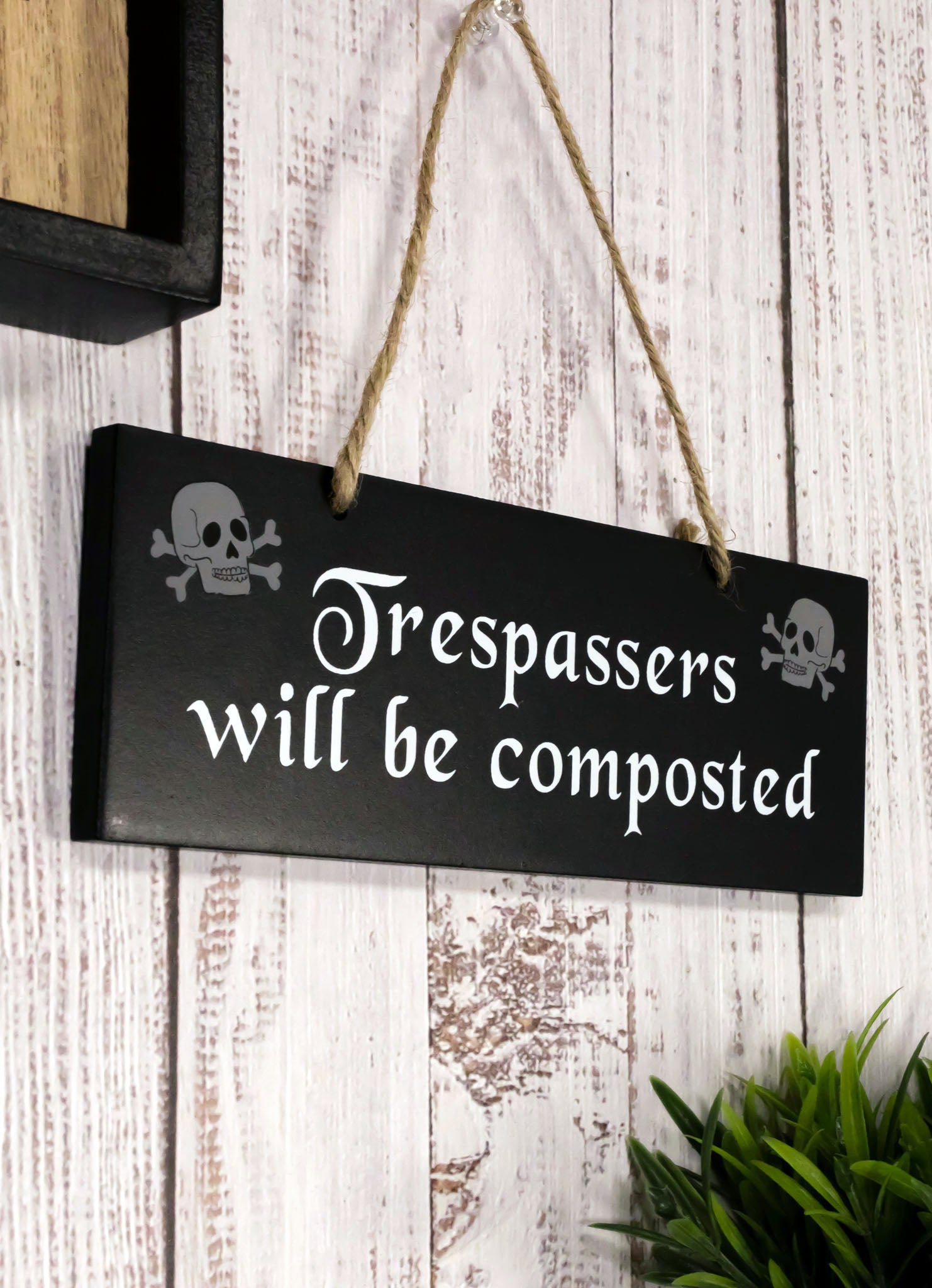 Halloween Witchraft Wicca Skull Trespassers Will Be Composted MDF Wood ...