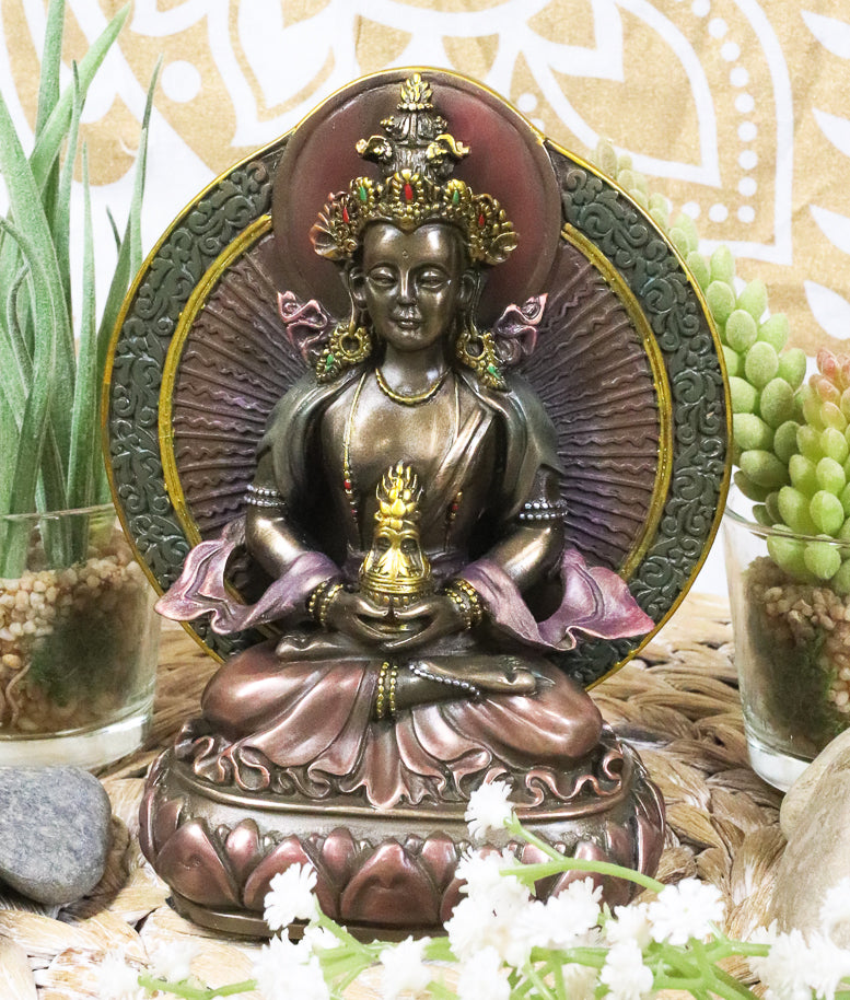 Ebros Feng Shui Buddhism Amitayus Buddha Amitabha Seated On Lotus Thro ...