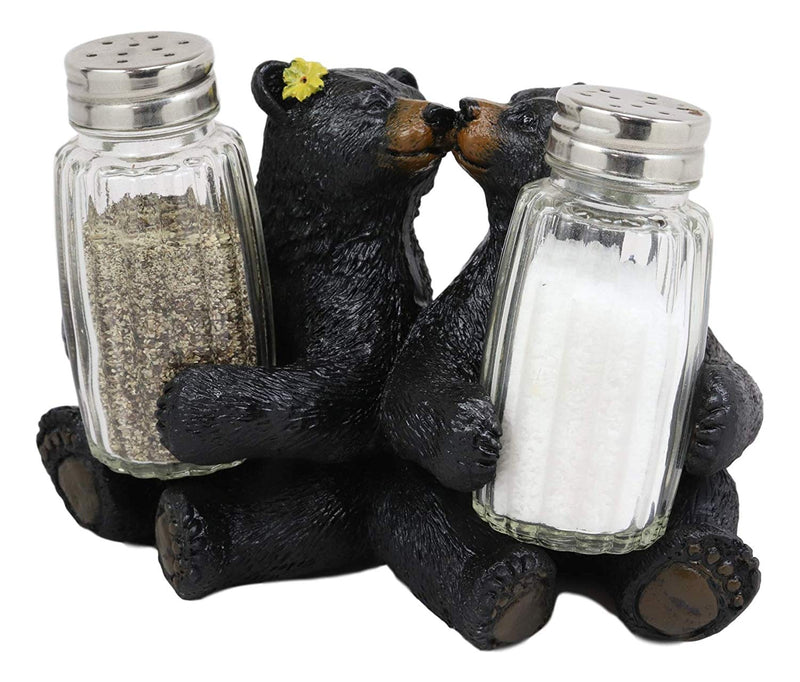 Ebros Whimsical Valentines Black Bear Couple Kissing Figurine Holder W ...