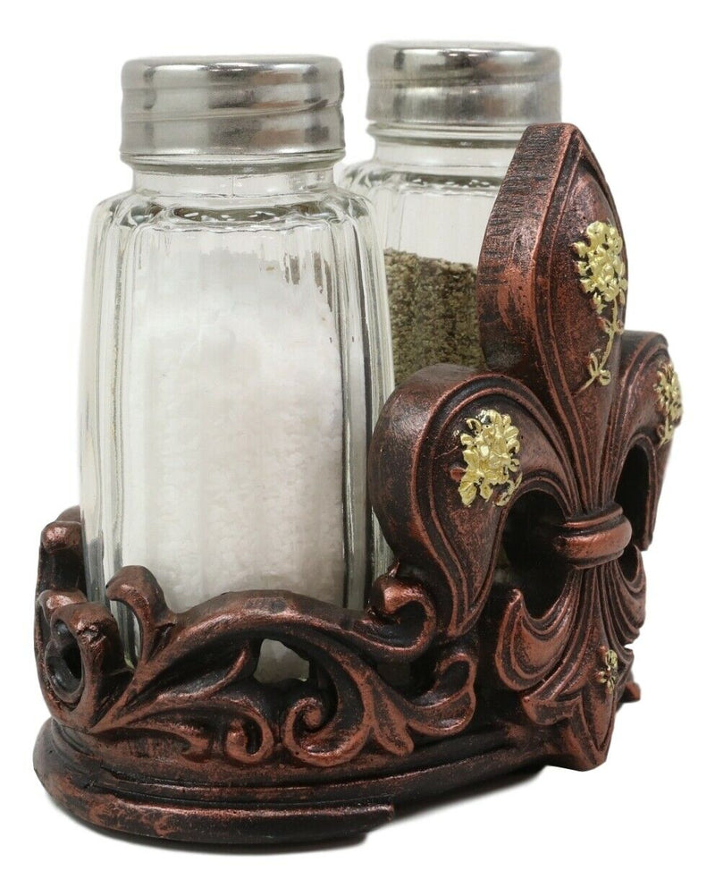 Western Tuscany Fleur De Lis Golden Flowers Salt And Pepper Shakers Ho ...