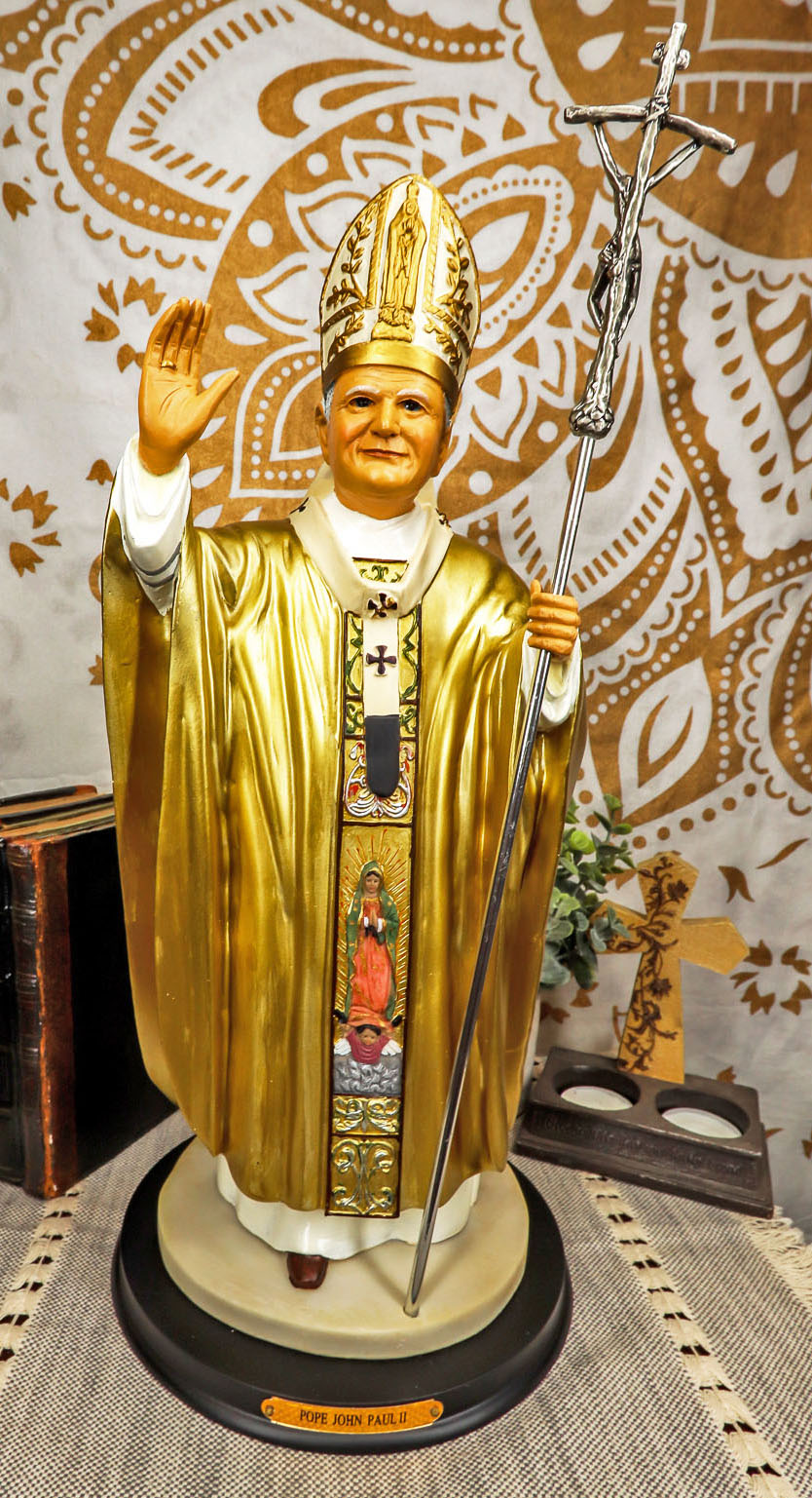 Ebros Large Venerable Pope John Paul II with Papal Ferula Crucifix in ...