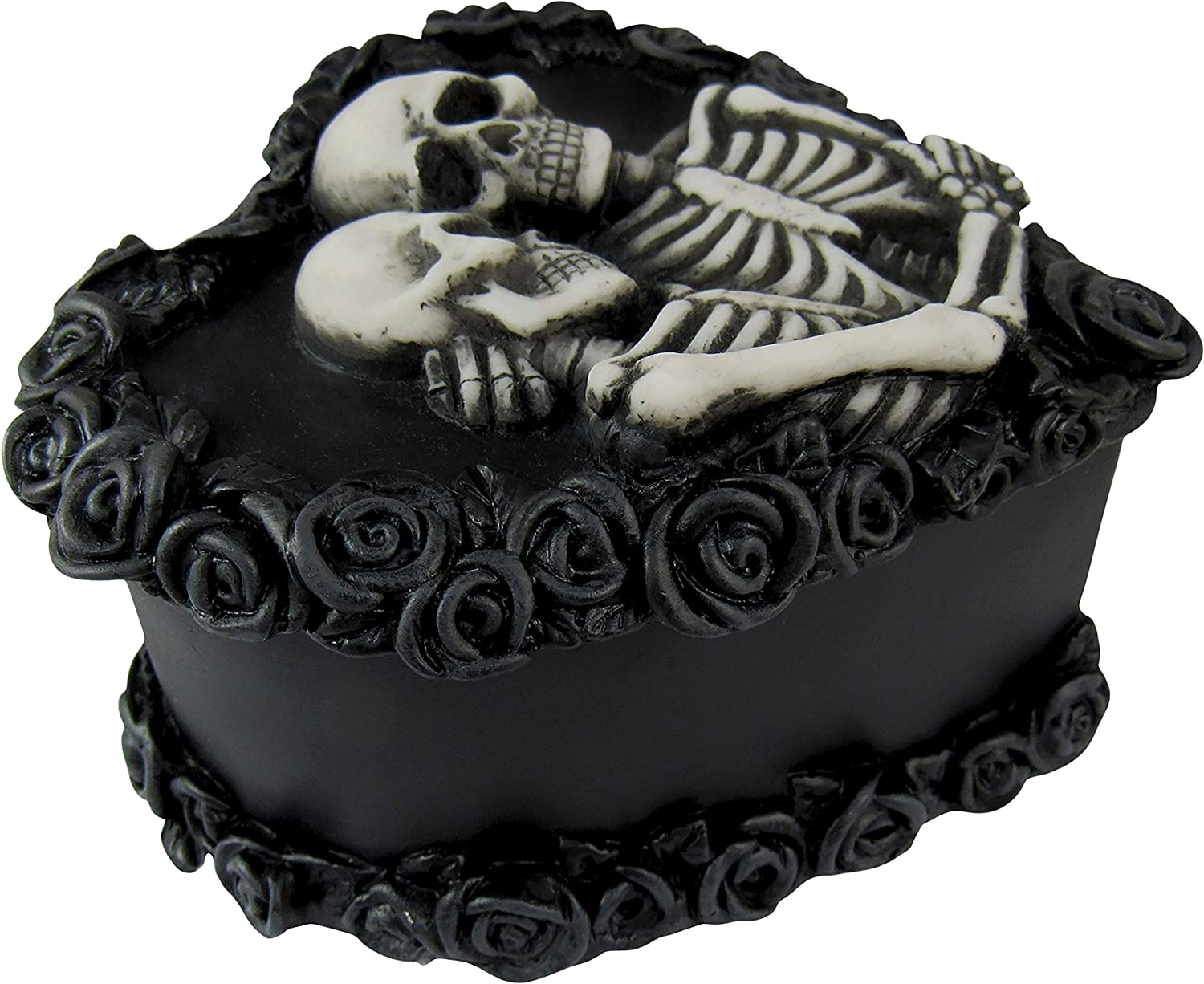 Ebros to Have & to Hold Skeleton Lovers on Black Rose Wreath Trinket B