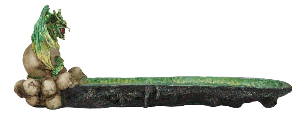 Ebros Green Dragon on Skull Stick Incense Burner 10.75