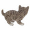 Lifelike Crouching Grey Striped Tabby Cat Statue 8.25"Long Realistic Glass Eyes