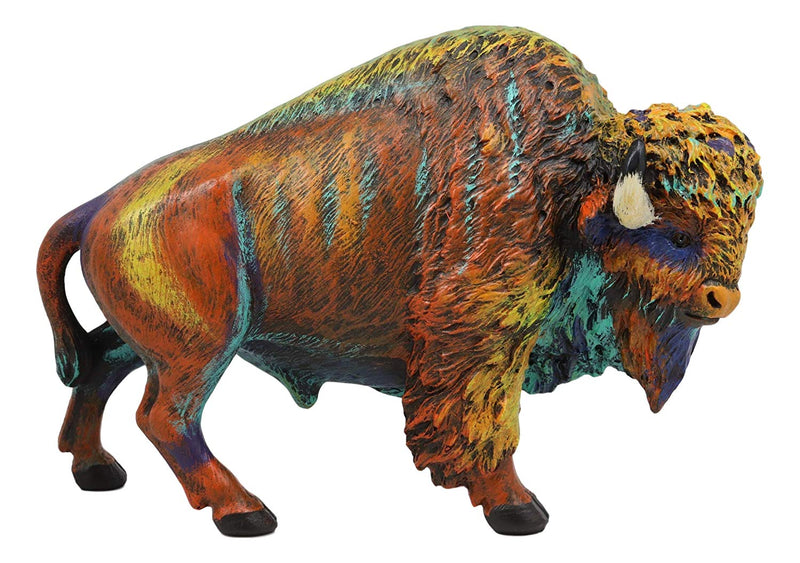 Ebros Gift Colorful Native Bison Buffalo Figurine 9.25" Long