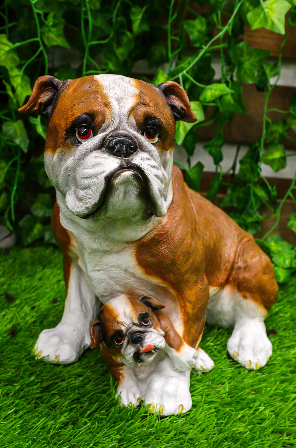 Ebros Realistic Lifelike Bulldog Mother and Puppy Statue 10