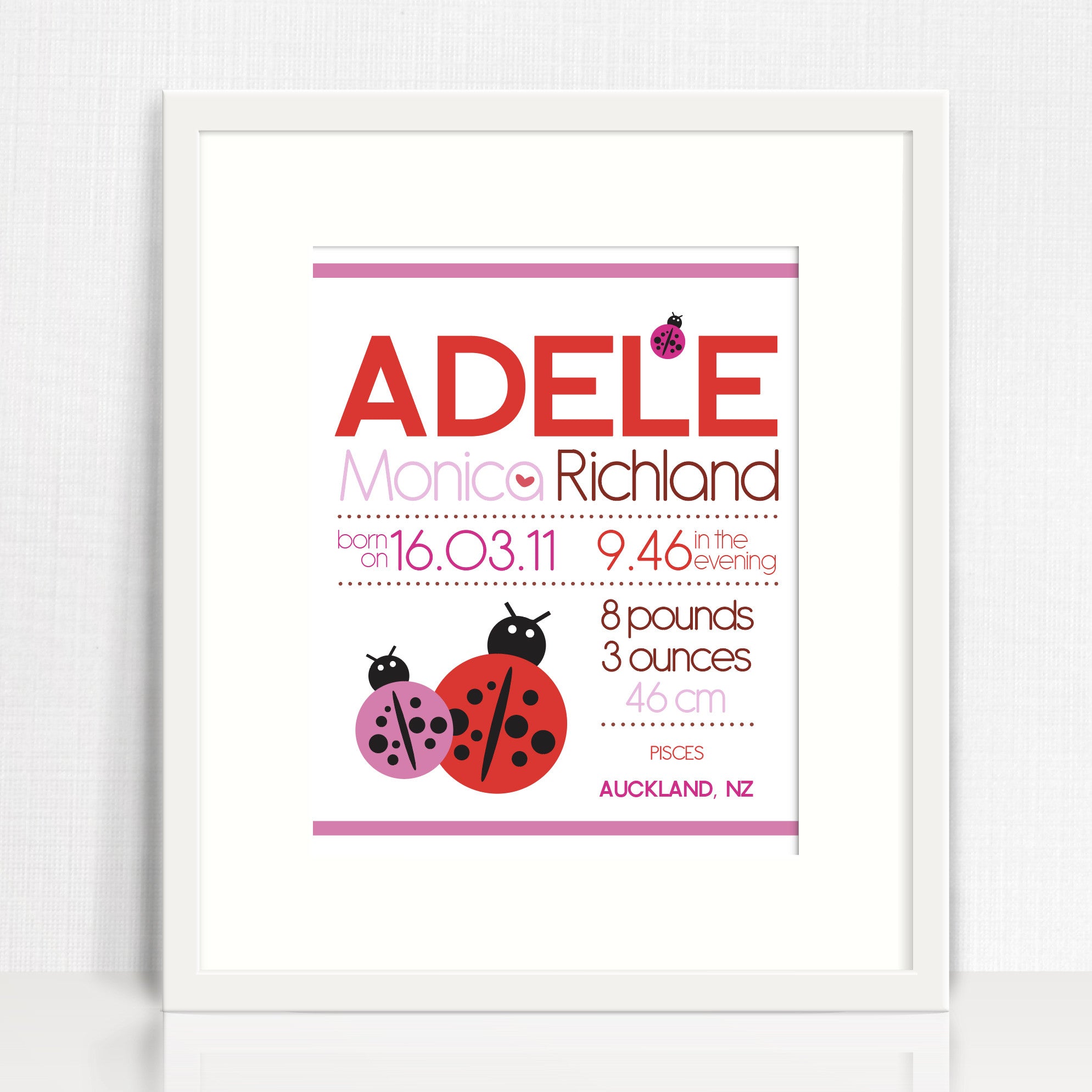 Adele Image Birth Chart Print Colour and Spice Pty Ltd