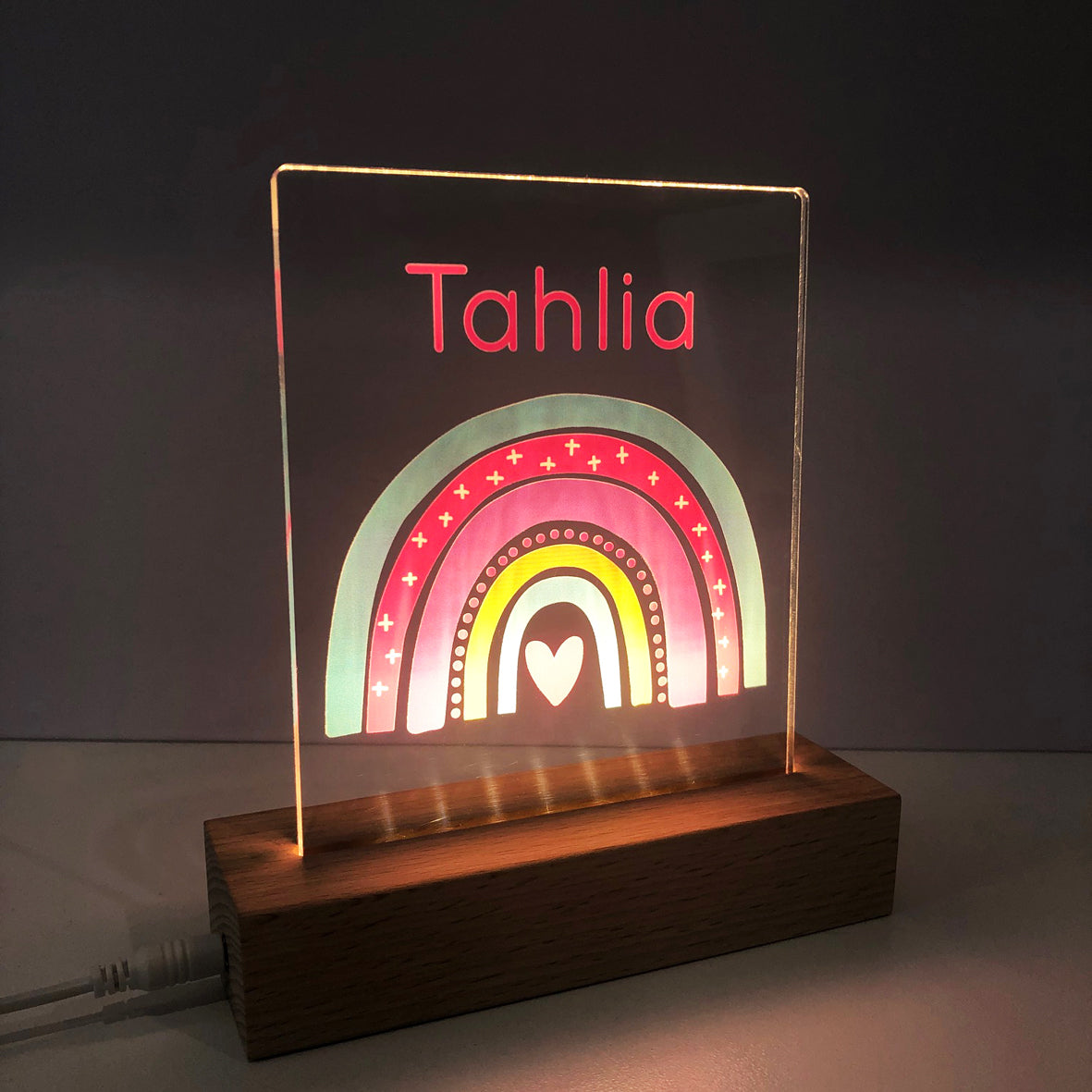 personalised rainbow night light