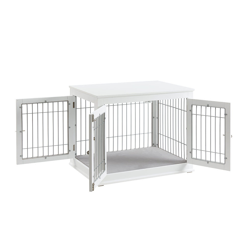 Solid Top Wooden Dog Crate, White