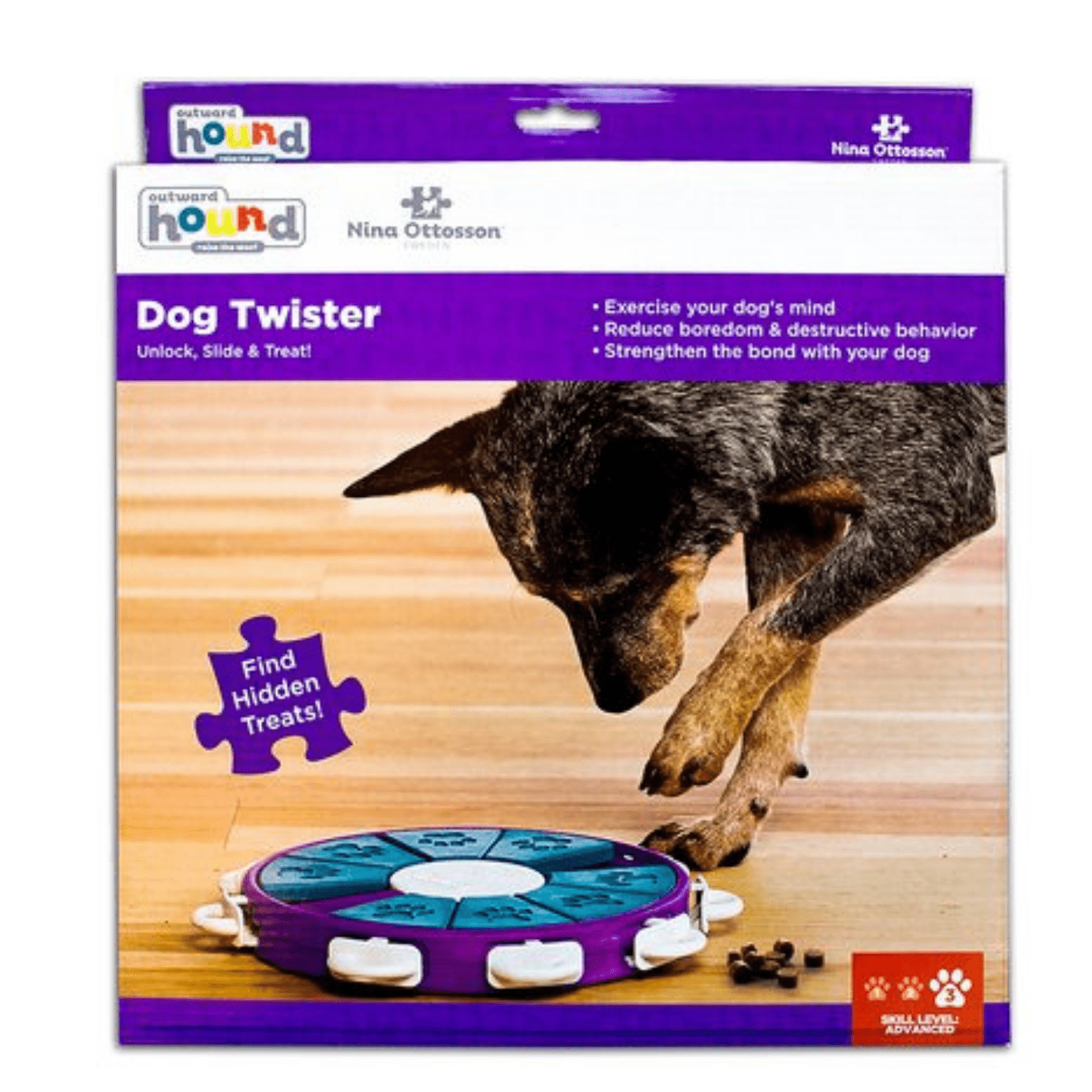 Nina Ottosson Dog Puzzle Toy Interactive Treat Dispenser, Dog Twister -  Modern Pets