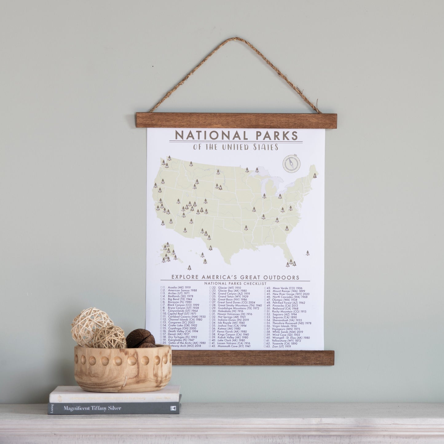 National Park Checklist – Modern Map Art