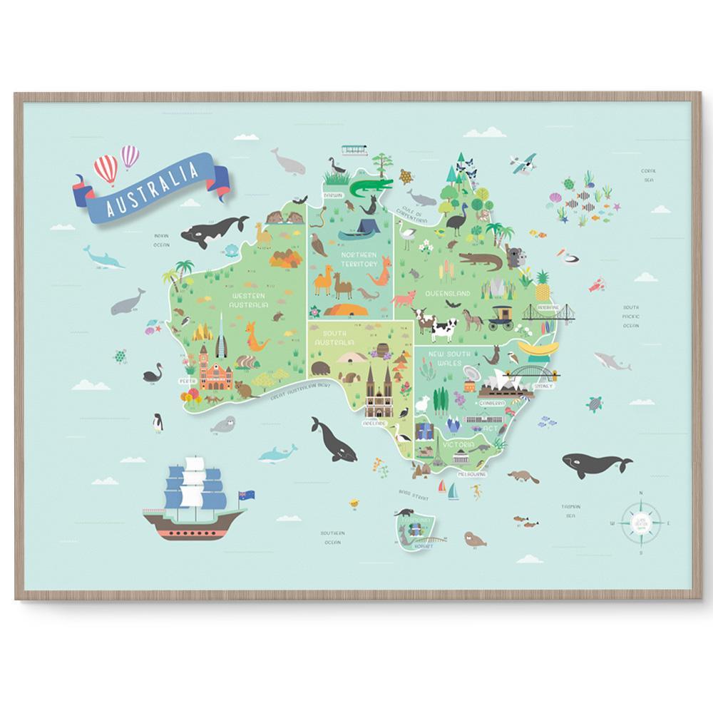 Amazing Australia Map Nursery and Kids Room Art - Fizzy Pop Designs