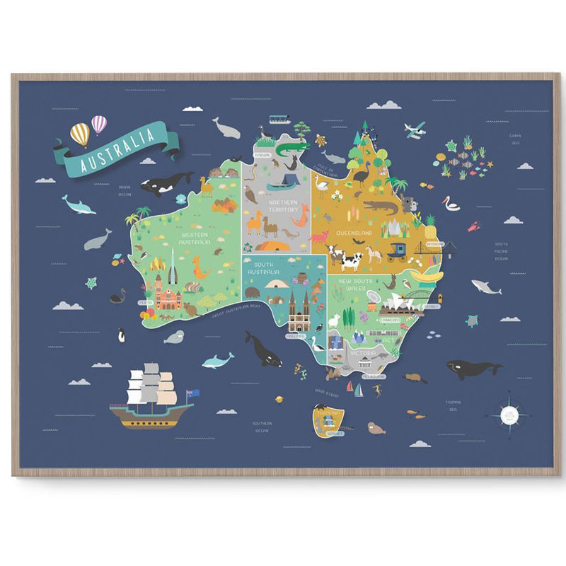 Amazing Australia Map Nursery and Kids Room Art - Fizzy Pop Designs