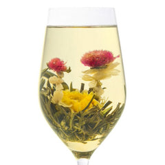 Flowering tea in a glass