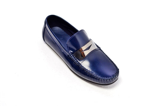 navy blue driving moccasins