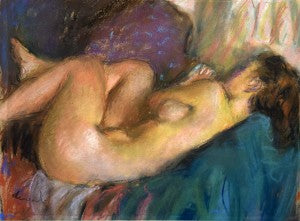 drawing pastel sleeping nude model