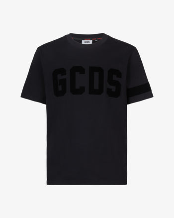 Gcds Logo Velvet T-Shirt | Men T-shirts Black | GCDS®