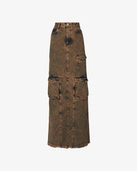 Denim Cargo Long Skirt