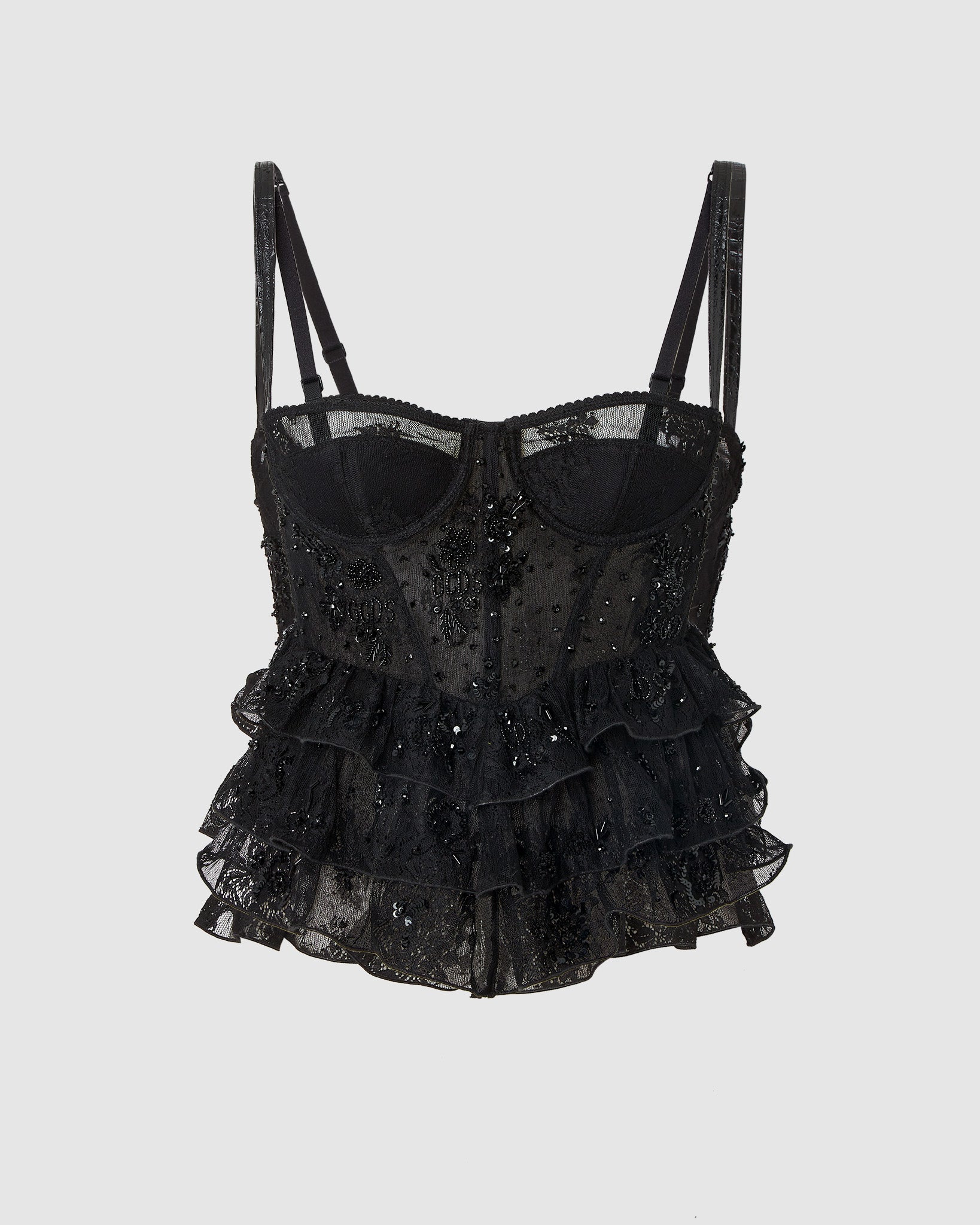 Ardene Mesh & Lace Bustier with Visible Boning in Dark Green, Size, Polyester/Nylon/Elastane, Microfiber