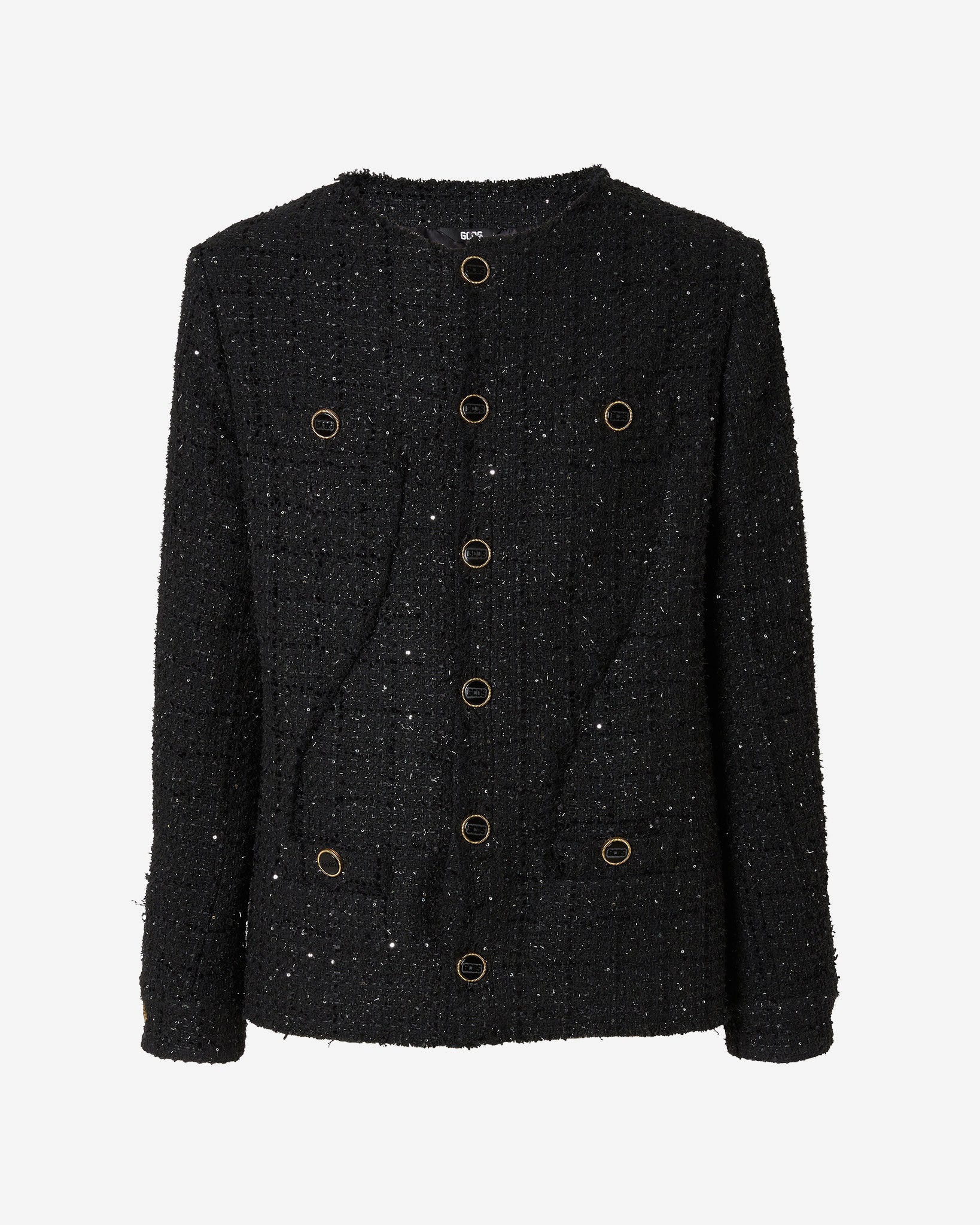 素材ツイードブルレアDouble button tweed jacket ブラック　黒