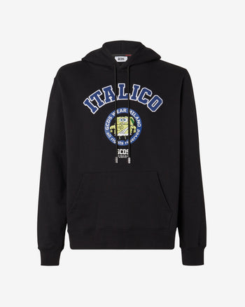 Spongebob Italico Print Regular Hoodie : Men Hoodie Black | GCDS