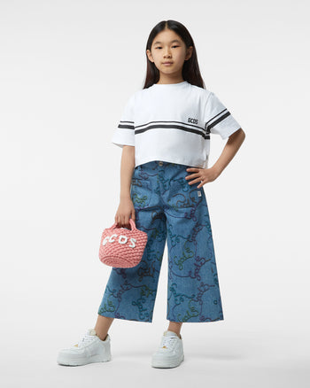 Gcds Kids logo-print striped set - White