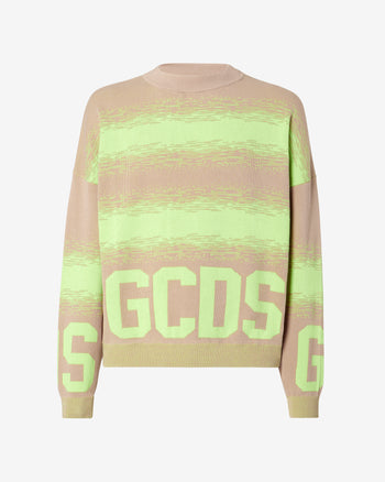 Men's Crewneck Sweater Cotton and Acrylic Blend Monogram Jacquard