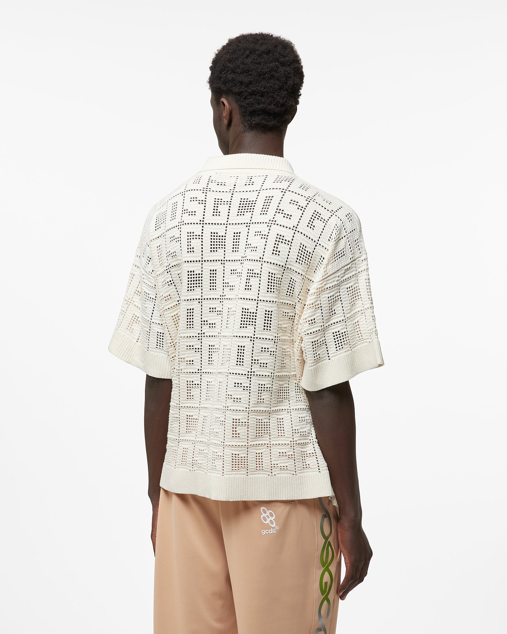 Gcds Monogram Macramè Shirt : Men Knitwear Off White | GCDS