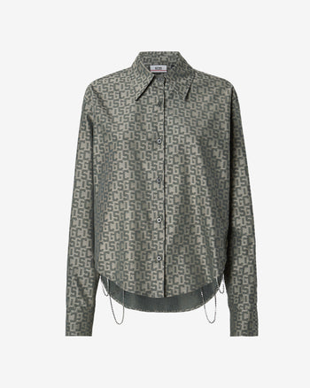 Bling Gcds Monogram Overshirt : Women Outerwear Military Green | GCDS Spring/Summer 2023