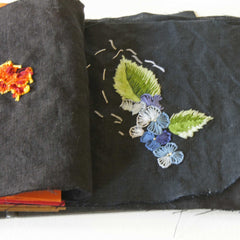 hydrangea flower embroidered sampler