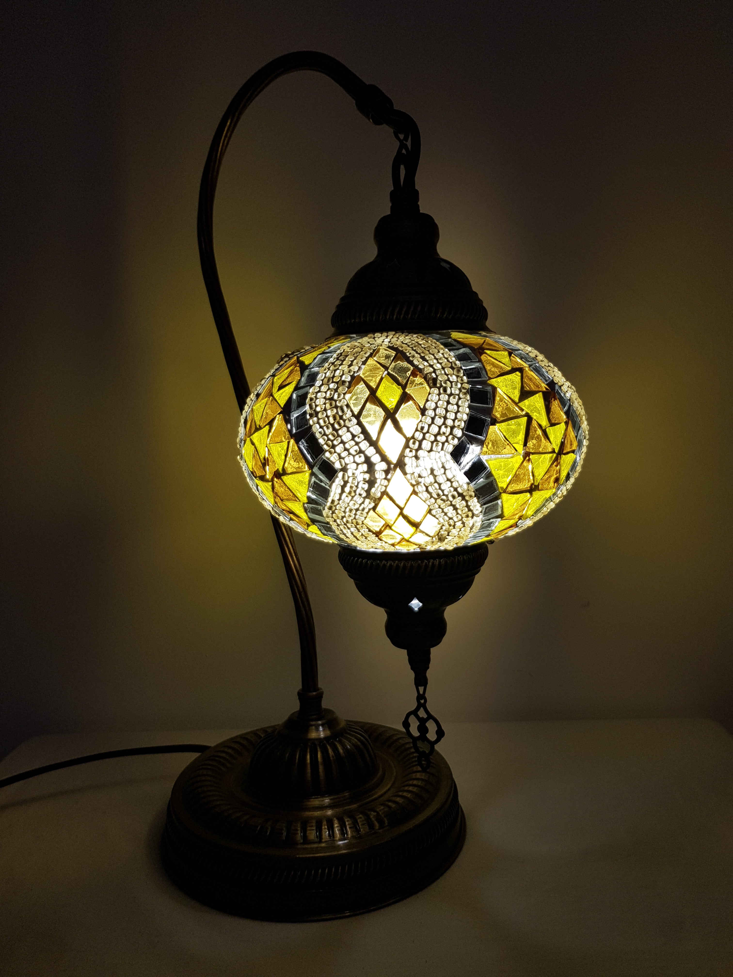 Turkish Yellow Mosaic Glass Table Lamp No 3 Lamptastico