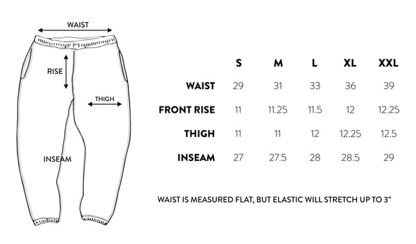 Sizing Chart - Sweatpants