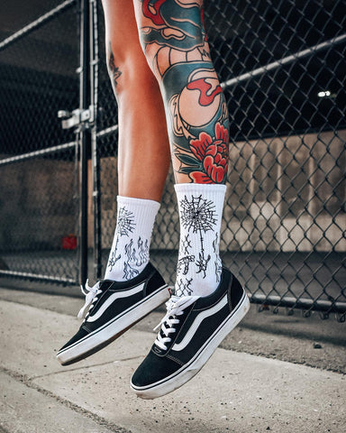 stick and poke tattoo inspired socks