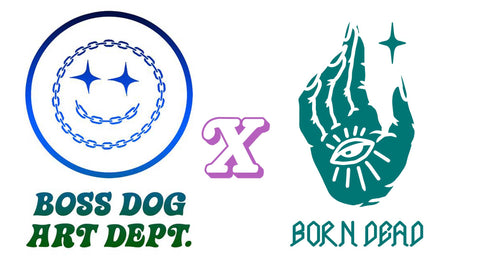 Boss Dog Art Dept. and Born Dead Clothing logos