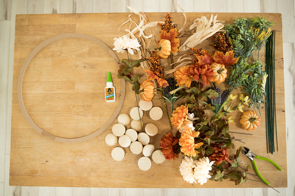 Supplies for DIY Fall Wreath